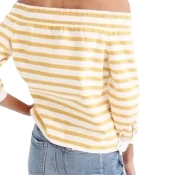 J Crew  Yellow and White striped shirt - Picture 2 of 7